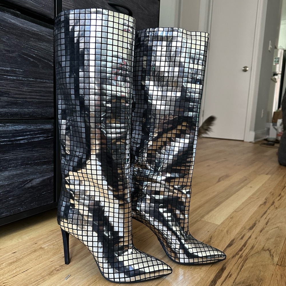 Balmain mirror knee high boots